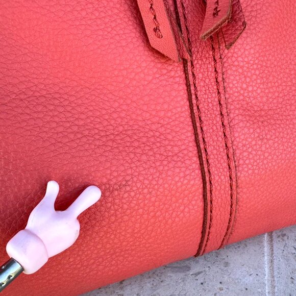 FOSSIL Erin Top Handle Fold-over Crossbody Shoulder Bag Pebbled Leather Coral - Picture 12 of 13